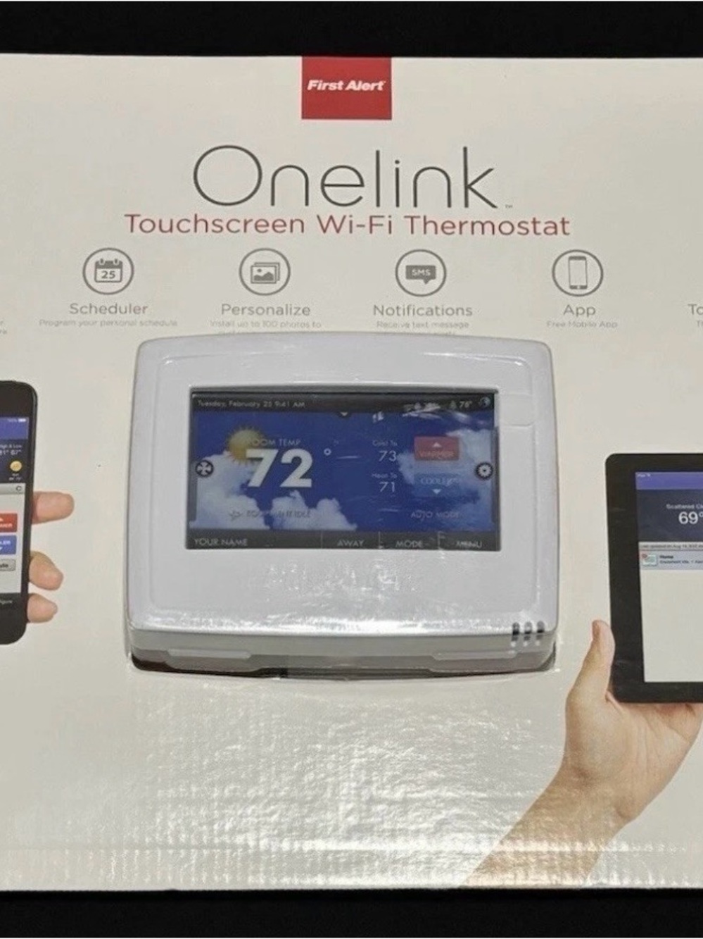 First Alert Onelink White Touchscreen Wi‑Fi Thermostat - Smart Home Control